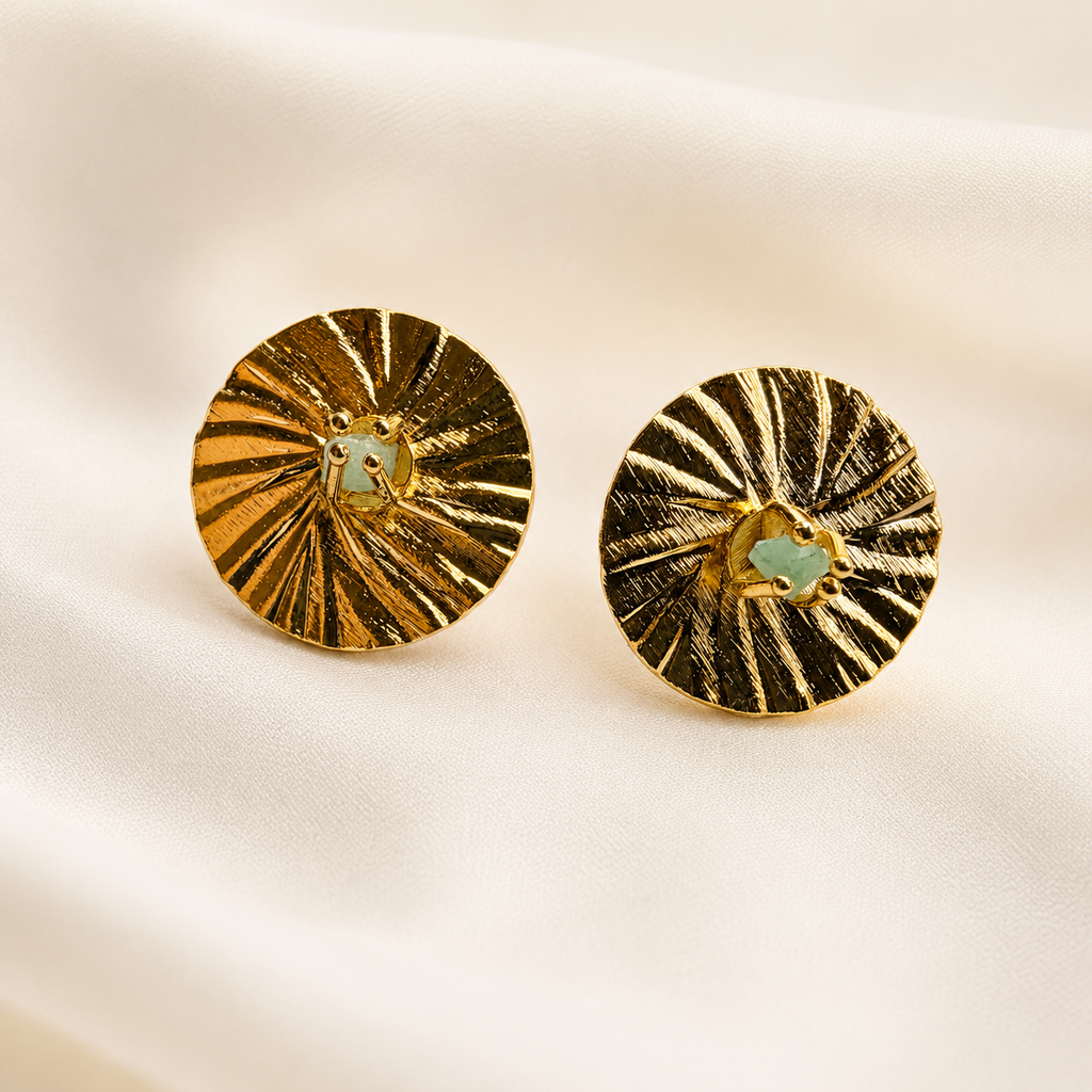Aretes Disco Solar con Esmeralda