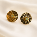 Aretes Disco Solar con Esmeralda
