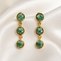 Aretes Cascada Esmeralda en Oro de 24k