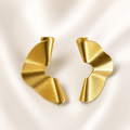 Aretes Ola Dorada Baño en Oro de 24k