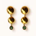 Aretes Luna y Esmeralda Baño en Oro de 24k